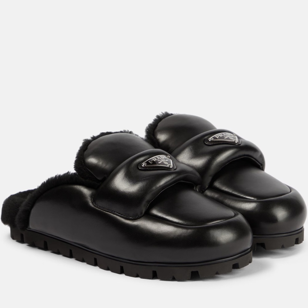 Prada Black Leather Mules